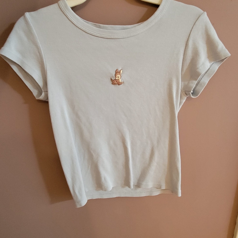 Brandy Melville Light Blue Tee with Bambi Design